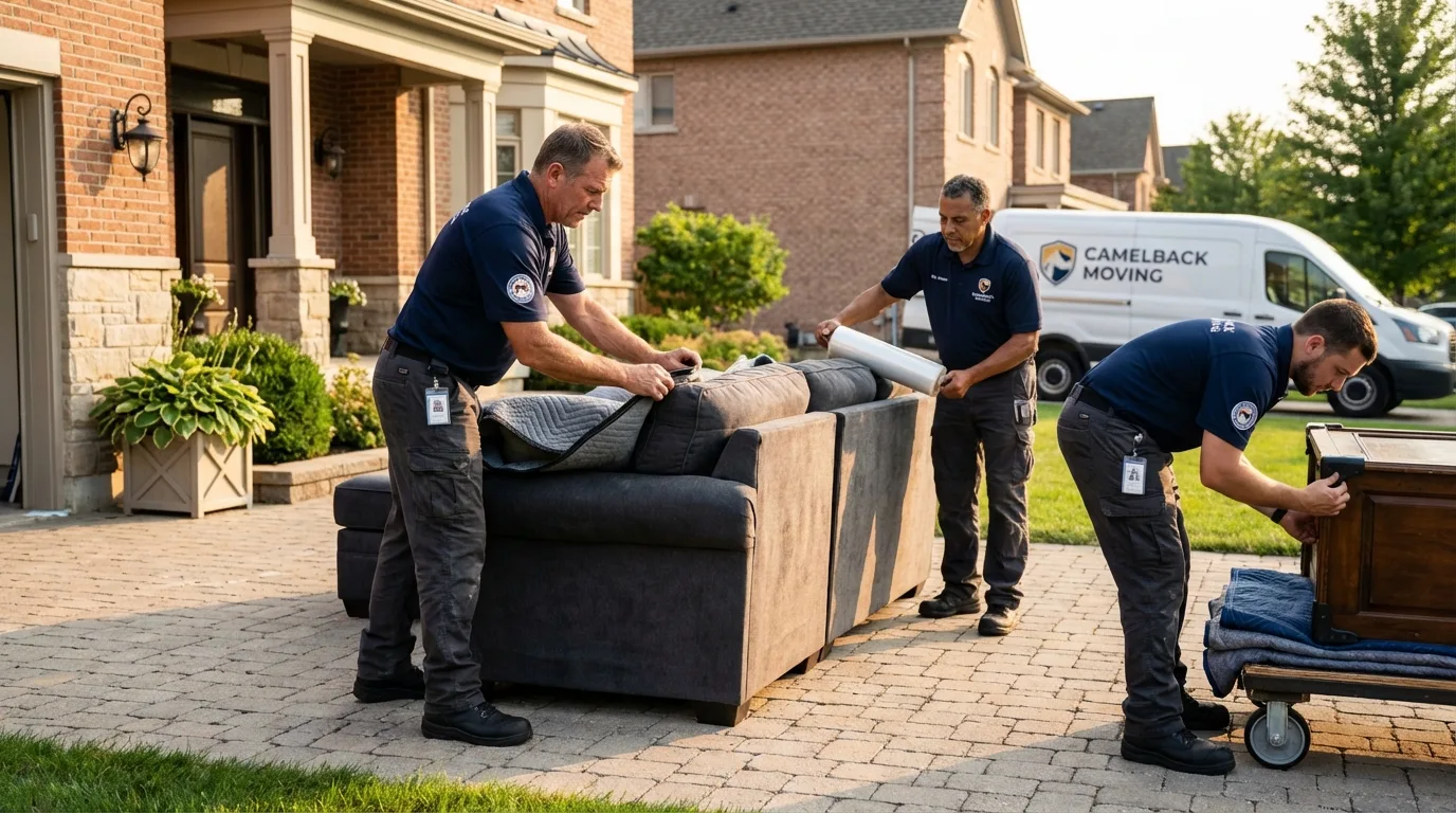 Large estate moving crew wrapping furniture in Belle Plaine, MN