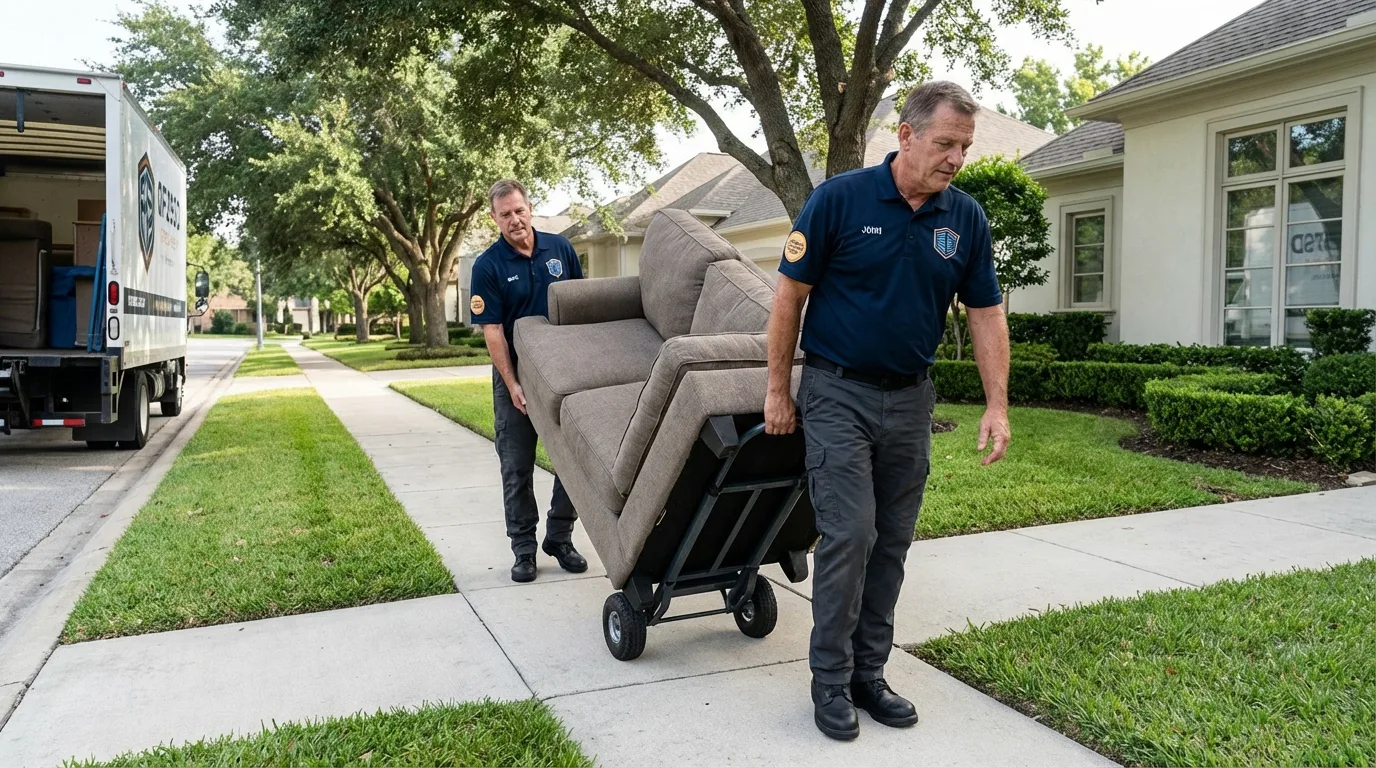 Local residential moving crew loading furniture in Belle Plaine, MN