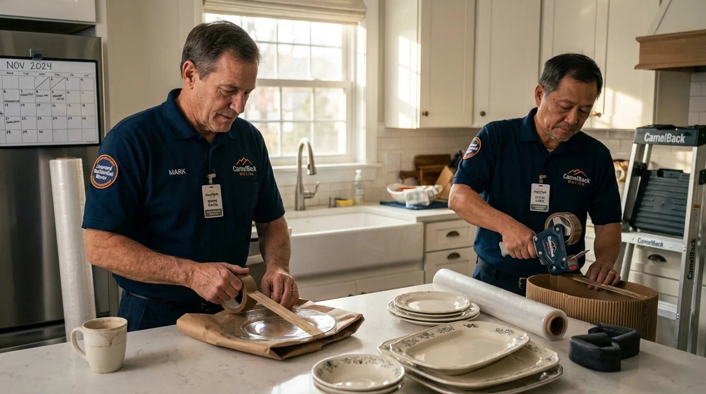 Professional crew packing kitchen dishware in Belle Plaine, MN