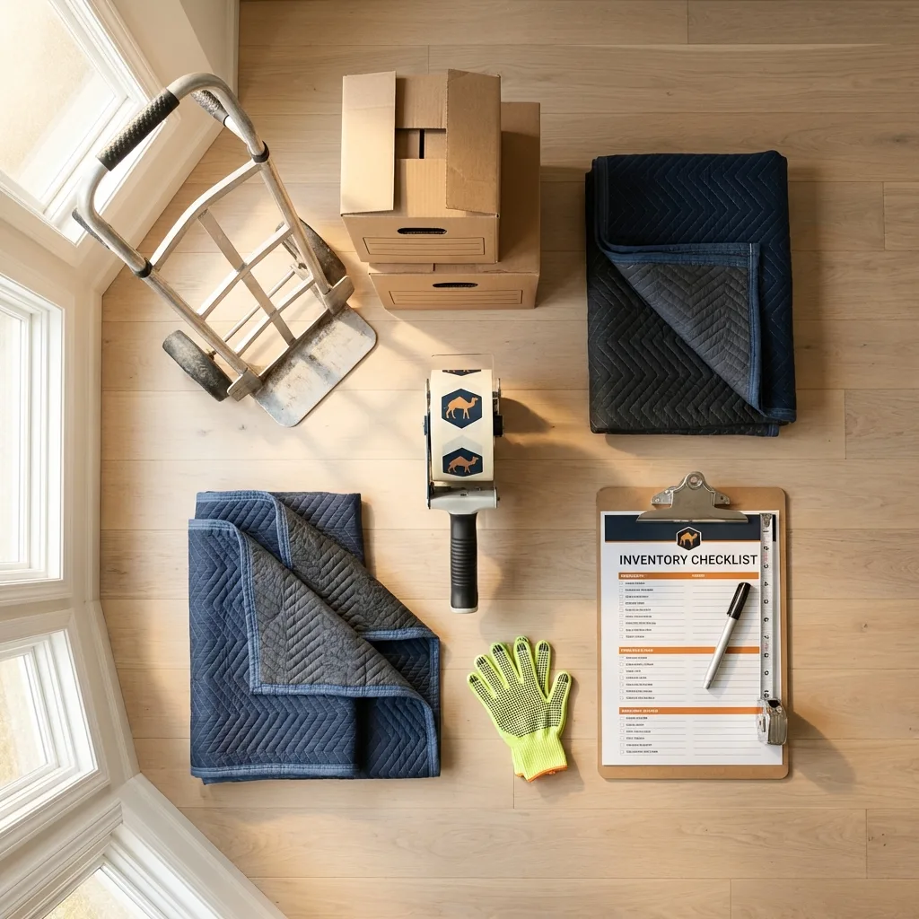 Professional moving supplies and packing materials layout for Belle Plaine residential relocations